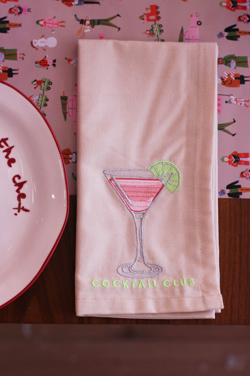 COCKTAIL CLUB Embroidered Napkin Set (2)