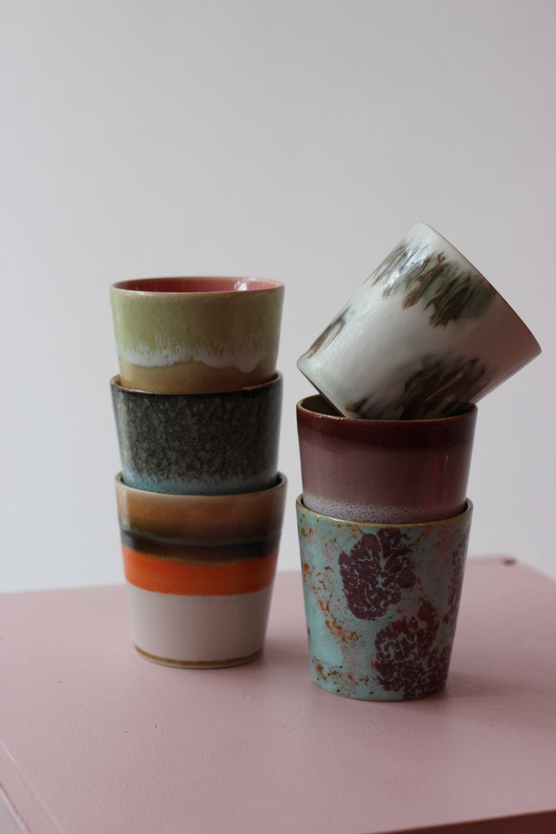 HKliving Surreal 70's Ceramic Mugs - Set of 6