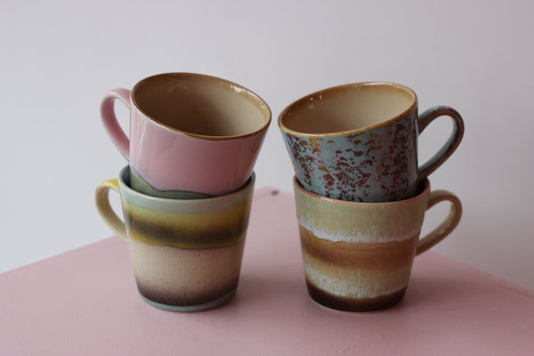 HKliving 70's Ceramic Rococo Americano Mugs (set of 4)