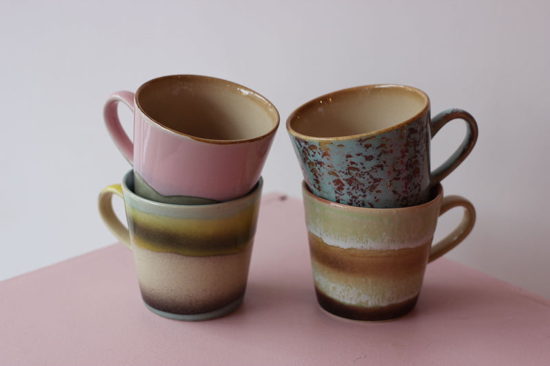 HKliving 70's Ceramic Rococo Americano Mugs (set of 4)