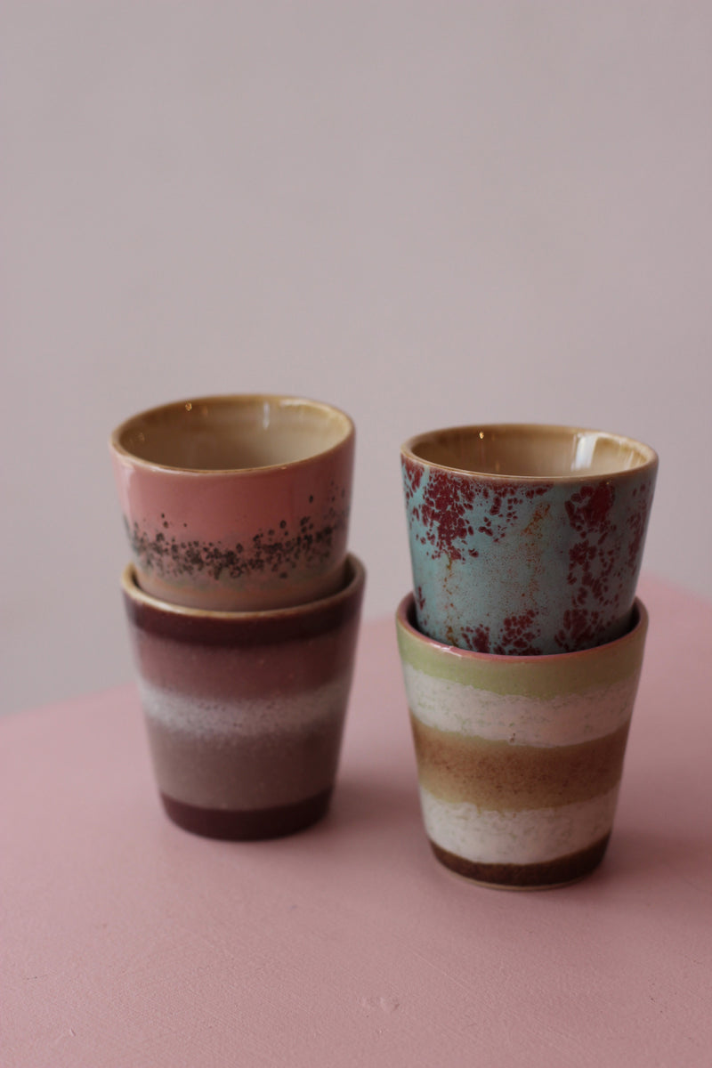 HKliving 70's Ceramic Futurism Ristretto Mugs - Set of 4