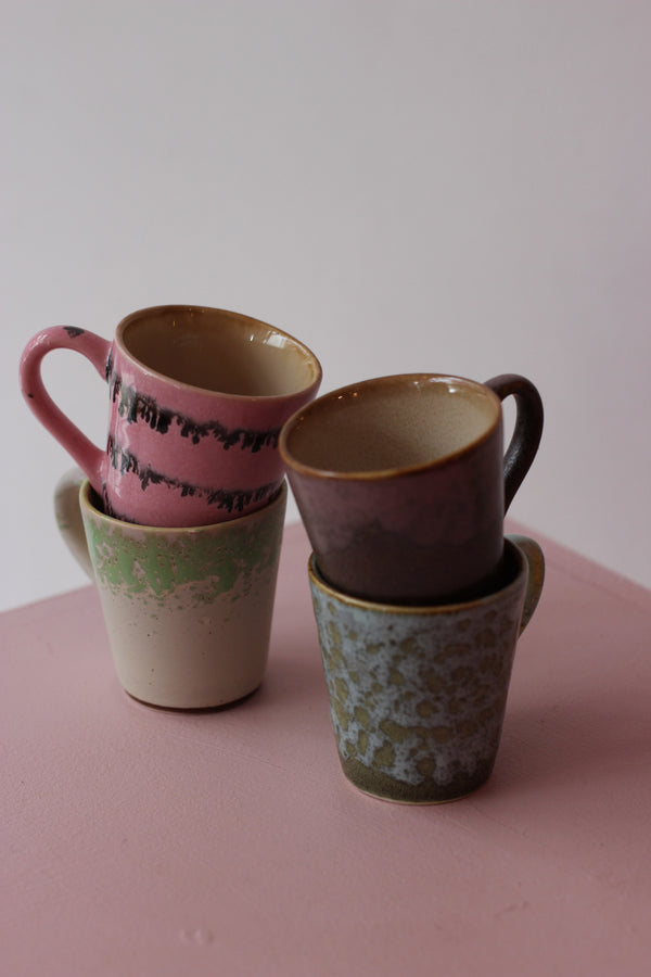 HKliving 70's Ceramic Brutalism Espresso Mugs - Set of 4