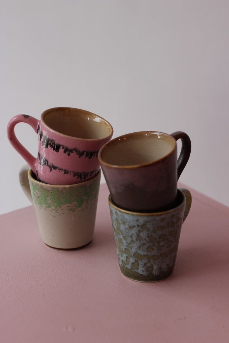 HKliving 70's Ceramic Brutalism Espresso Mugs - Set of 4