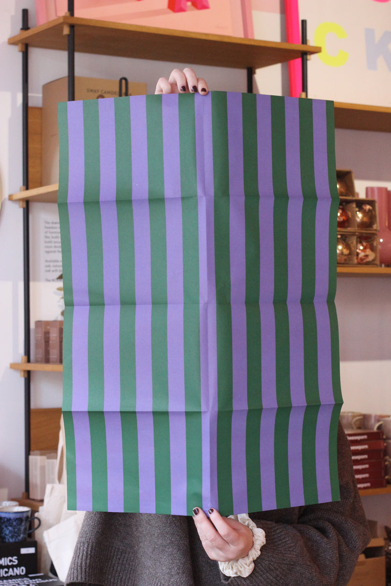 Stripes Wrapping Paper Green and Purple/ Gift sheets