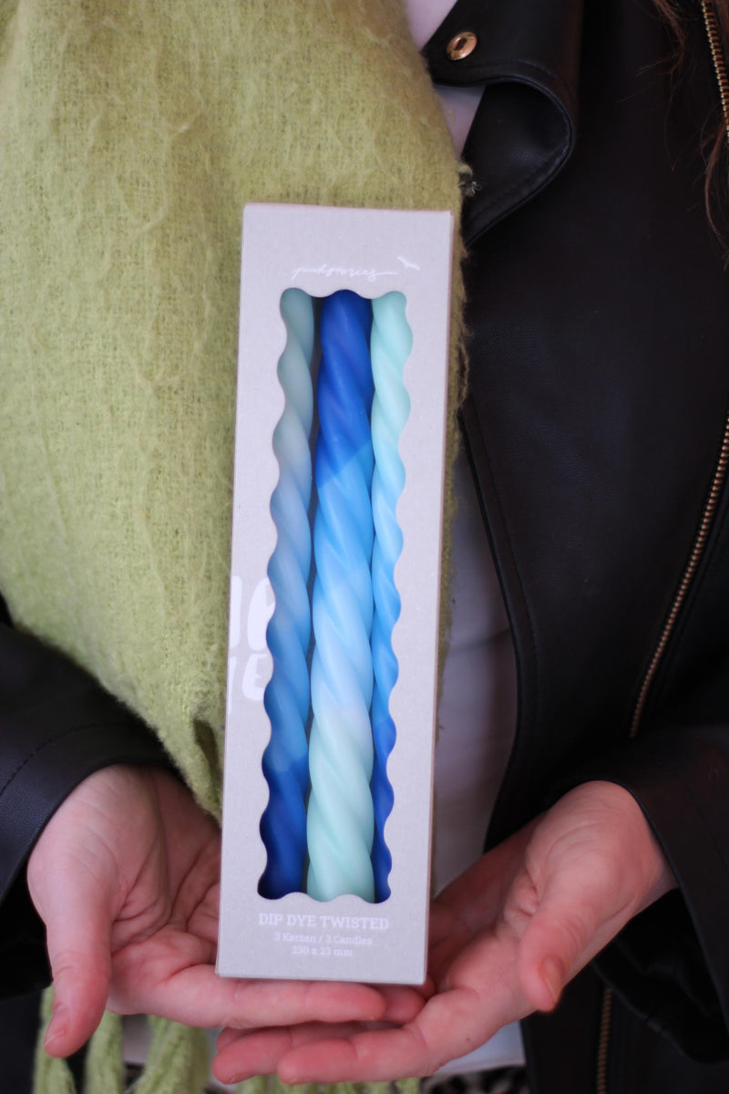 Dip Dye Twisted * Shades of Blueberry Candles - Set of 3