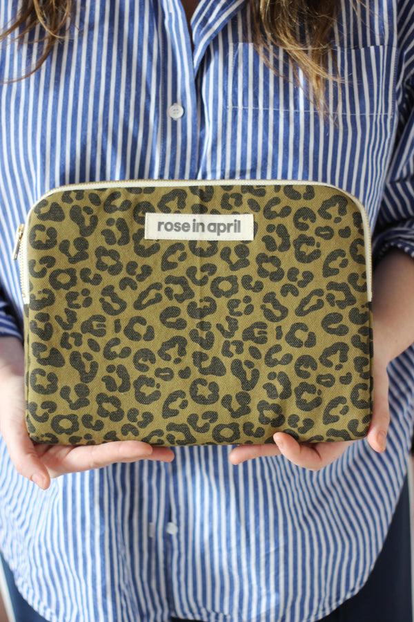 Olive Leopard Print Anouk iPad Case/ Pouch