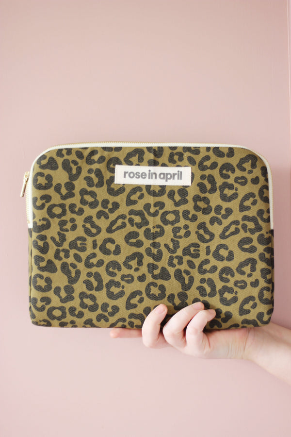 Olive Leopard Print Anouk iPad Case/ Pouch