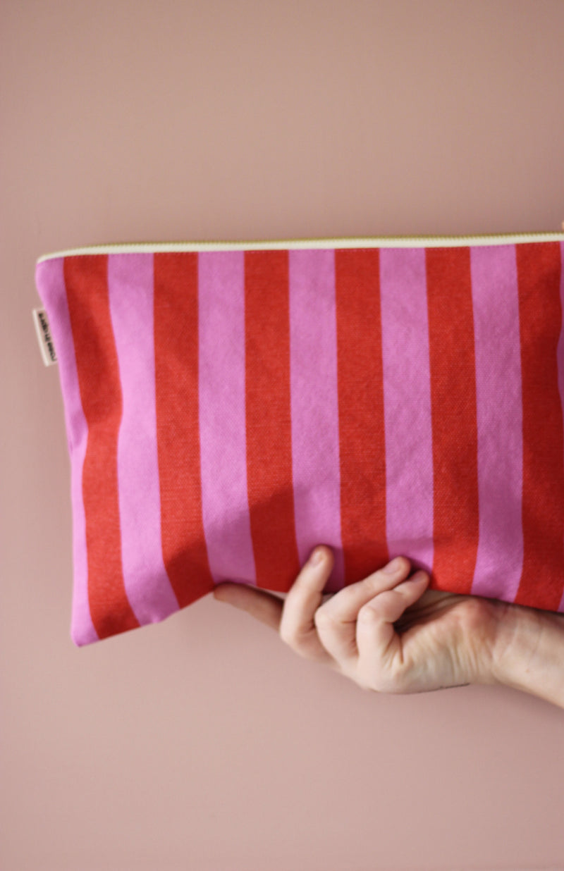 Stripes Pink + Tomato Lili Pouch/ Clutch Bag
