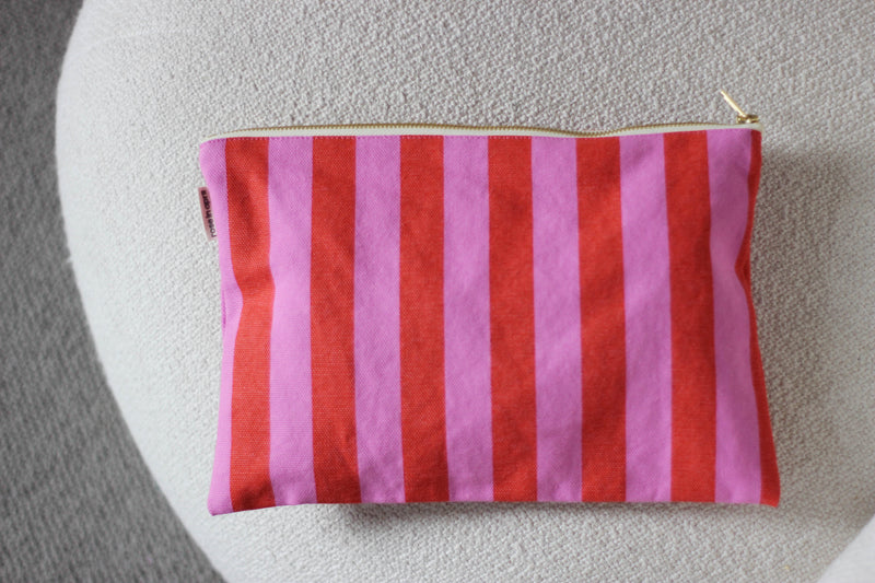 Stripes Pink + Tomato Lili Pouch/ Clutch Bag