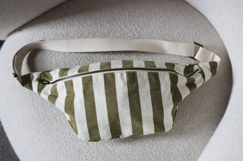 Olive Stripes Bum Bag/ Banana