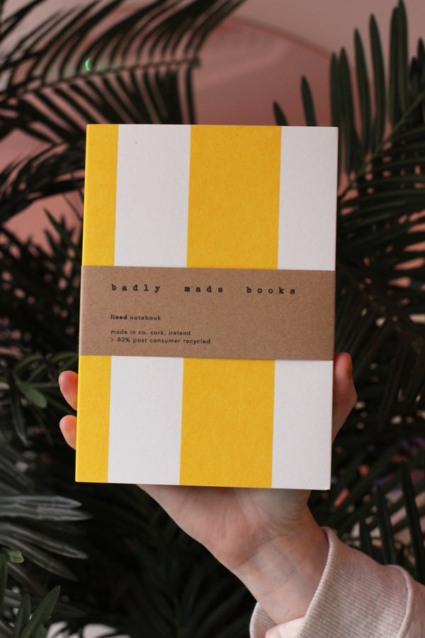 Yellow and White Stripes A5 Notebook
