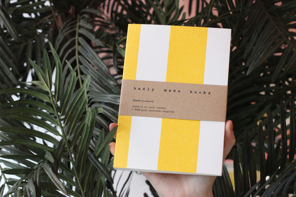 Yellow and White Stripes A5 Notebook
