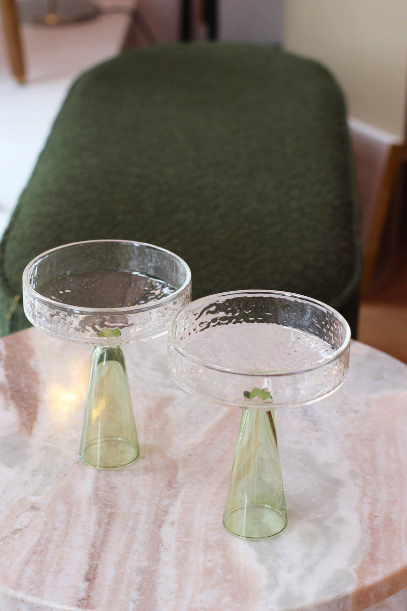 Coupe Claude Glasses (Clear and Green) - set of 2