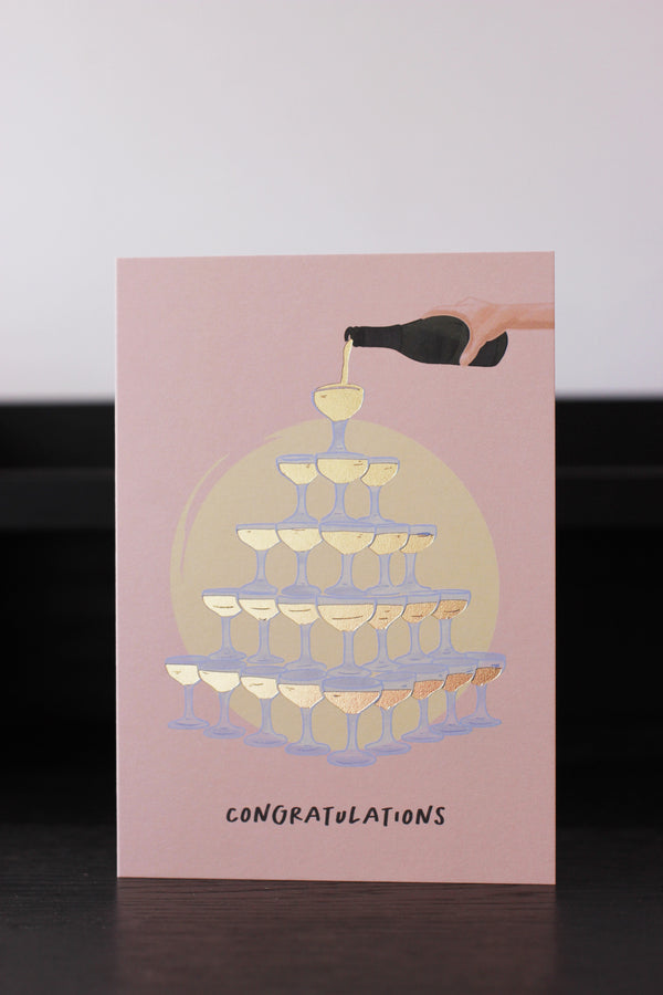 Champagne tower greeting card: Double