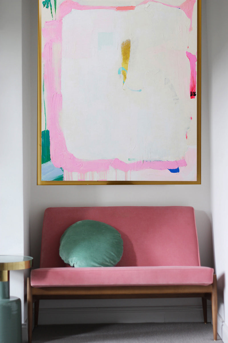 HKliving Framed White Sands Abstract Painting