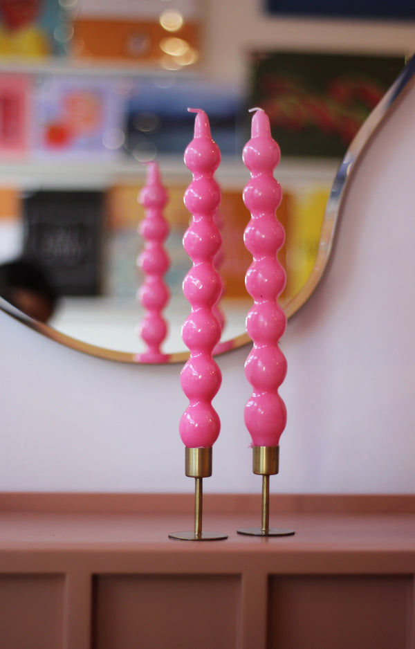 Curved Pink Candles - Set of 2