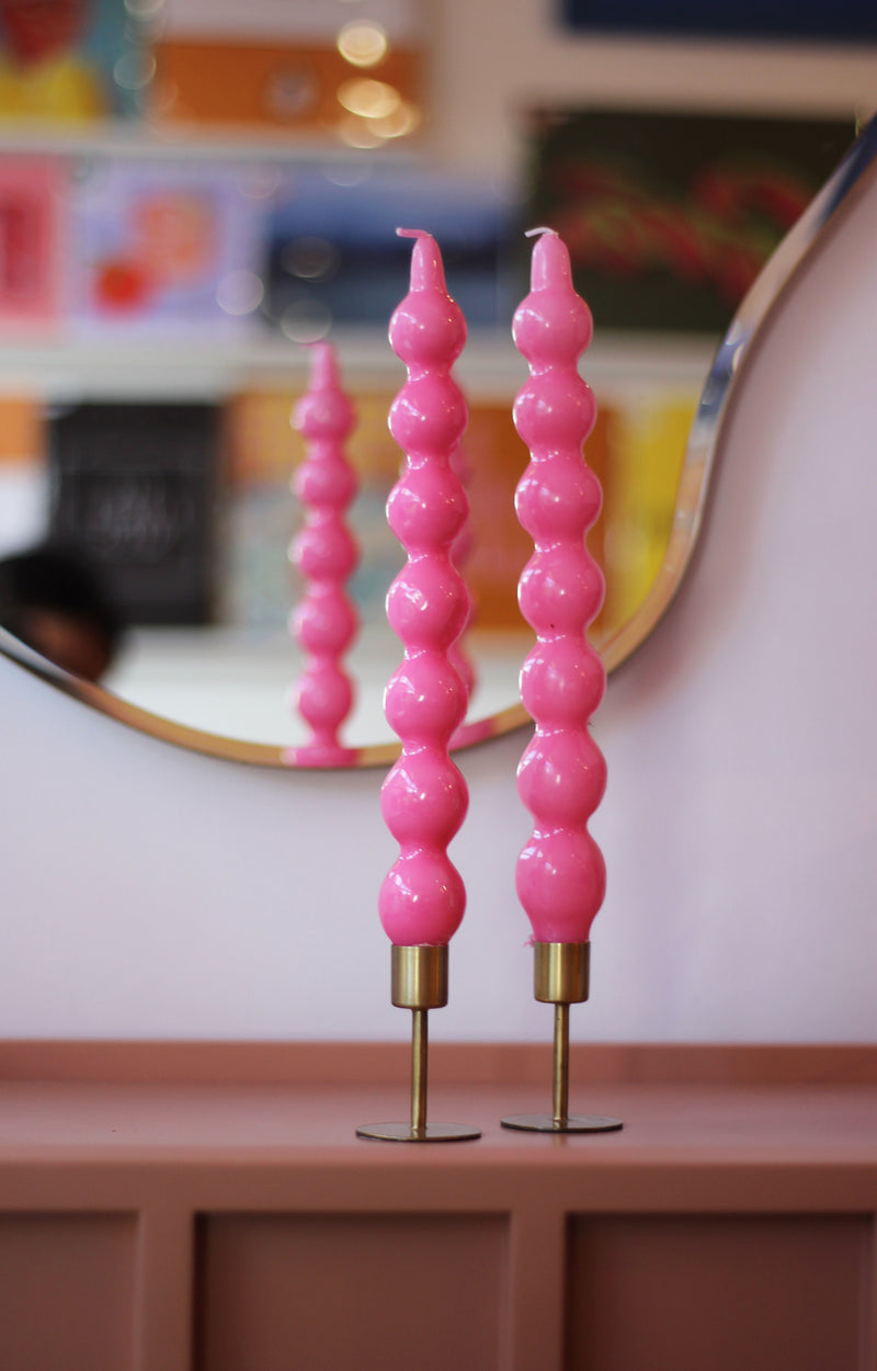 Curved Pink Candles - Set of 2