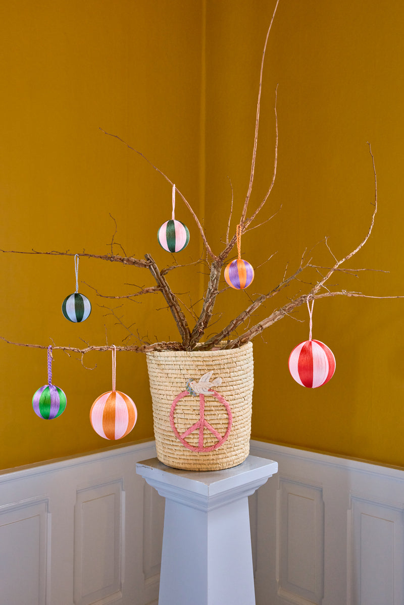 Fabric Bauble Candy Stripes Christmas Decoration