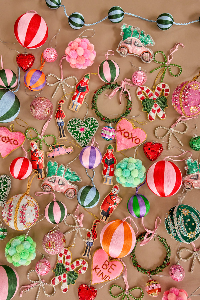 Fabric Bauble Candy Stripes Christmas Decoration