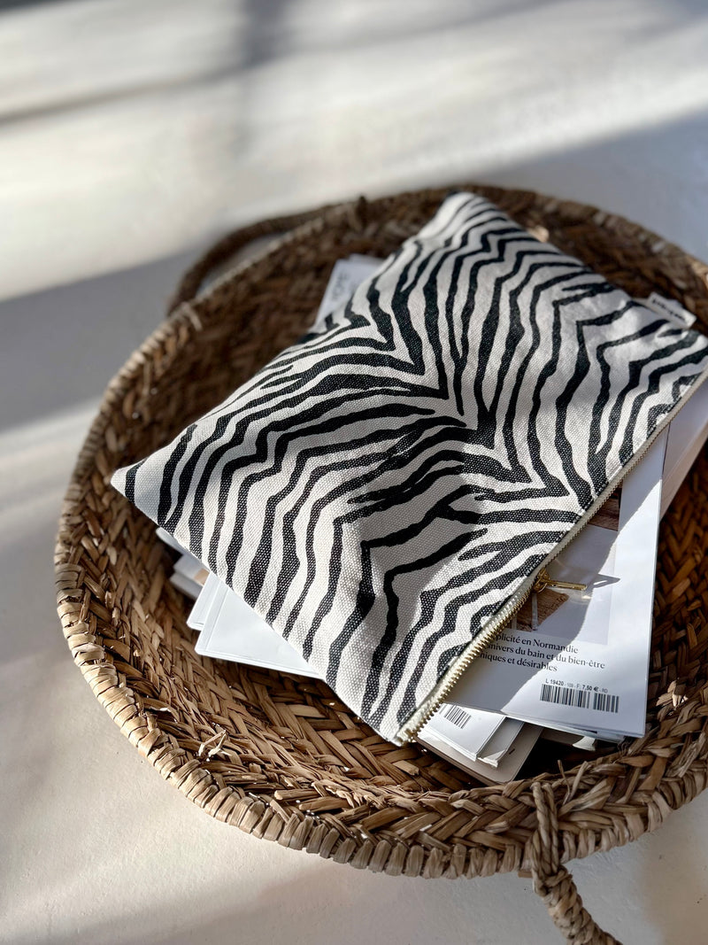 Zebra Greige Lili Pouch/ Clutch Bag