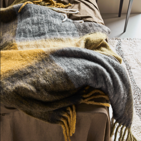 Buy Kama Mustard and Grey Throw buy House Doctor in Irish Store April The Bear