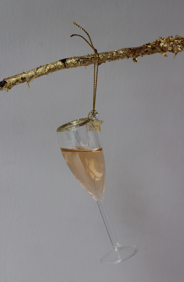Prosecco Rose Glass Wine Christmas Decoration
