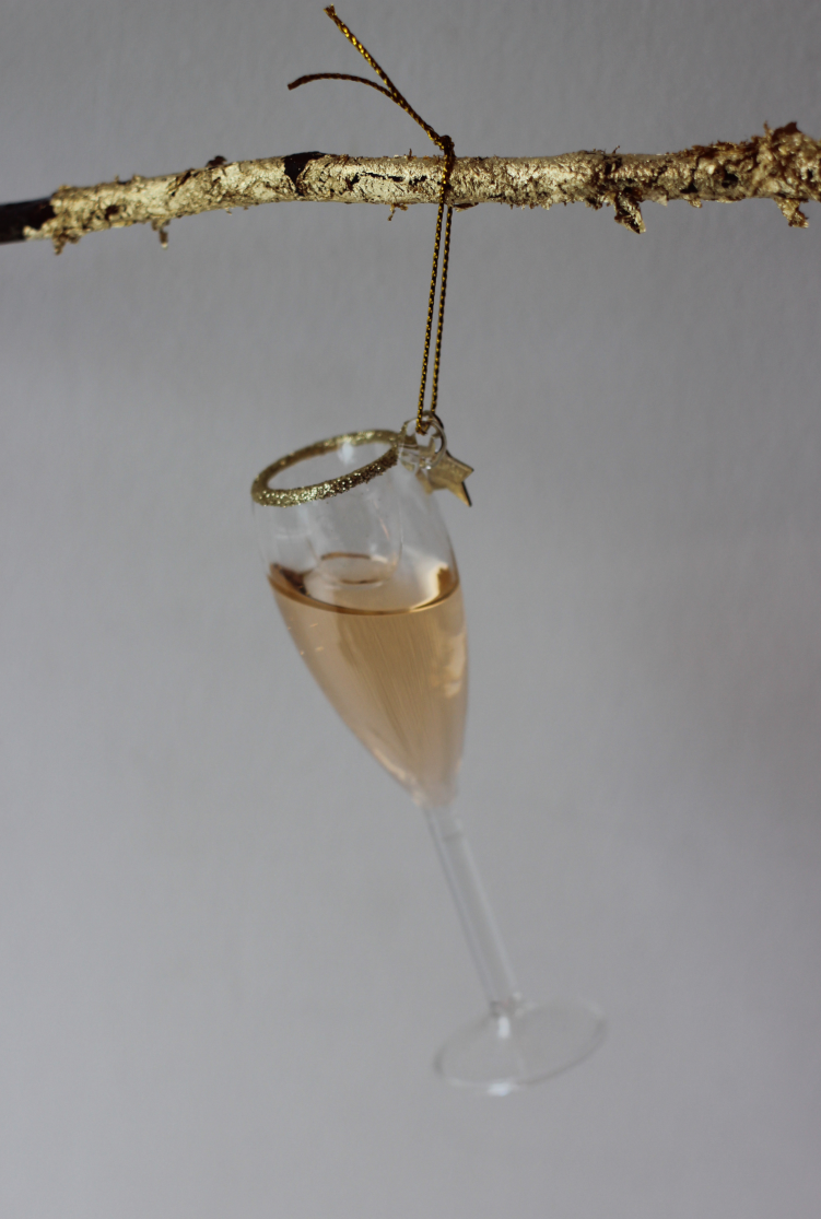 Prosecco Rose Glass Wine Christmas Decoration