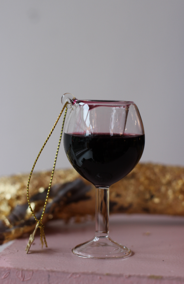 Red Glass Wine Christmas Decoration