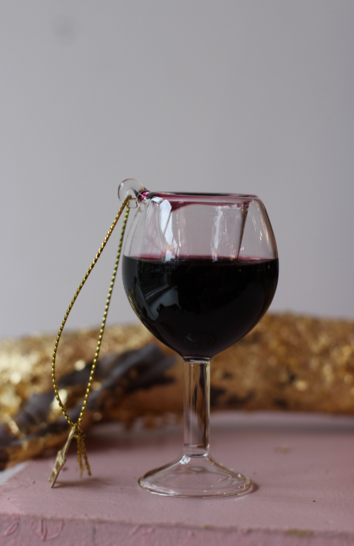 Red Glass Wine Christmas Decoration