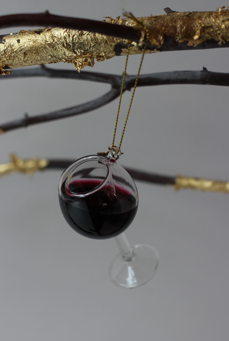 Red Glass Wine Christmas Decoration