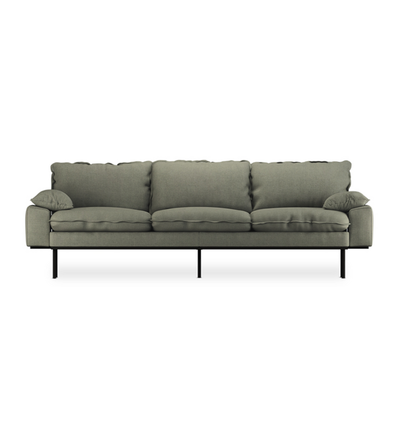 HKliving Army Green Linen Retro Sofa