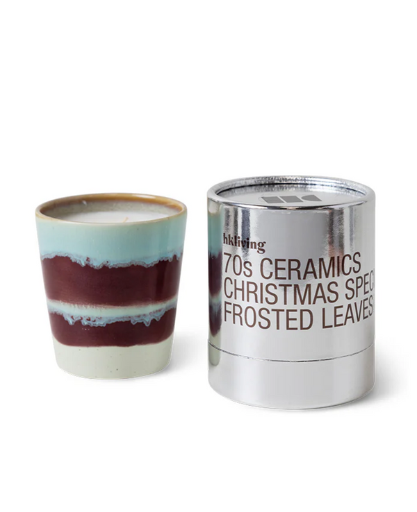 Hkliving 70's Ceramics - Christmas Special Frosted Leaves Candle