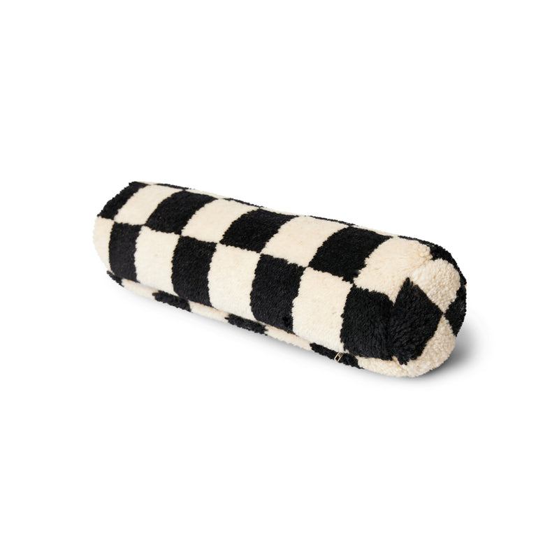 buy HKliving Statement Black and White Chequered Bolster Cushion Dublin ireland 