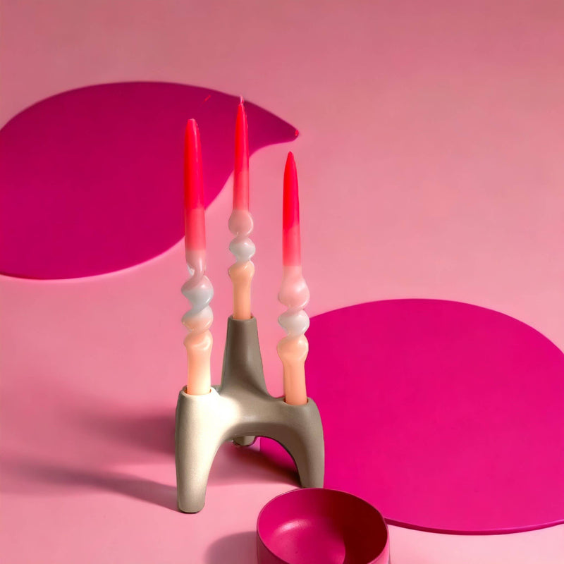 Dip Dye Swirl * Flamingo Wedding Candle Set