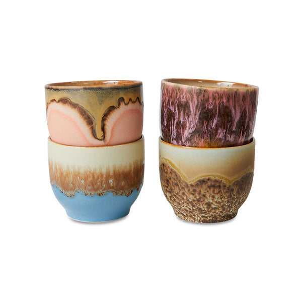 HKliving 70's Ceramic Lagoon Café cups (set of 4)