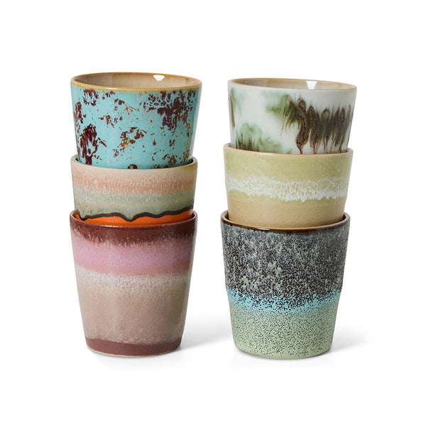 HKliving Surreal 70's Ceramic Mugs - Set of 6
