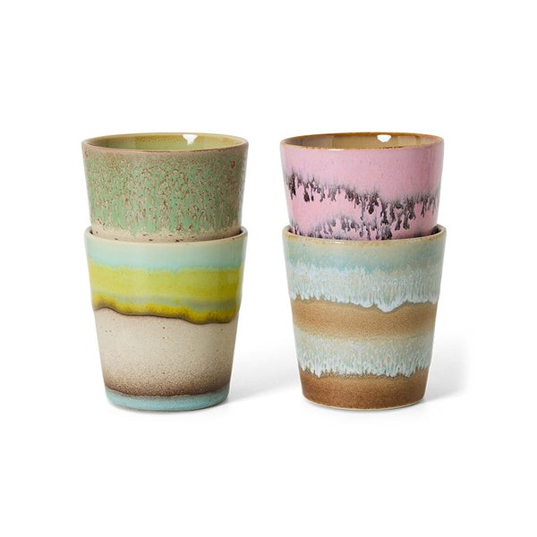 HKliving 70's Ceramic Pop Art Coffee Mug (Set of 4)