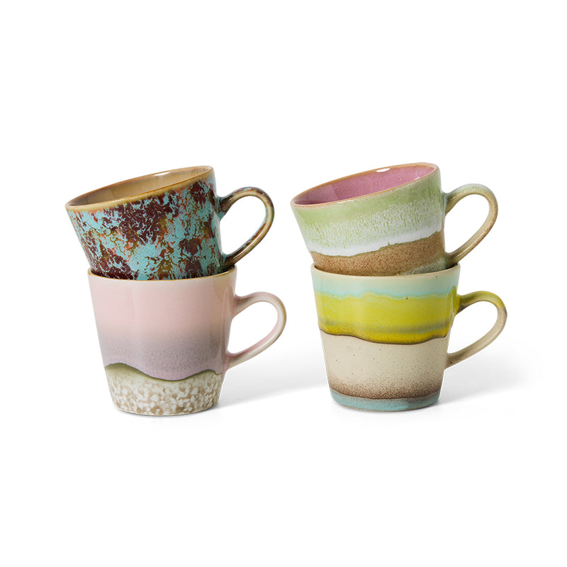 HKliving 70's Ceramic Rococo Americano Mugs (set of 4)