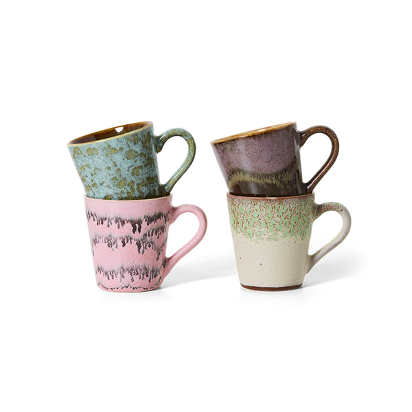 HKliving 70's Ceramic Brutalism Espresso Mugs - Set of 4