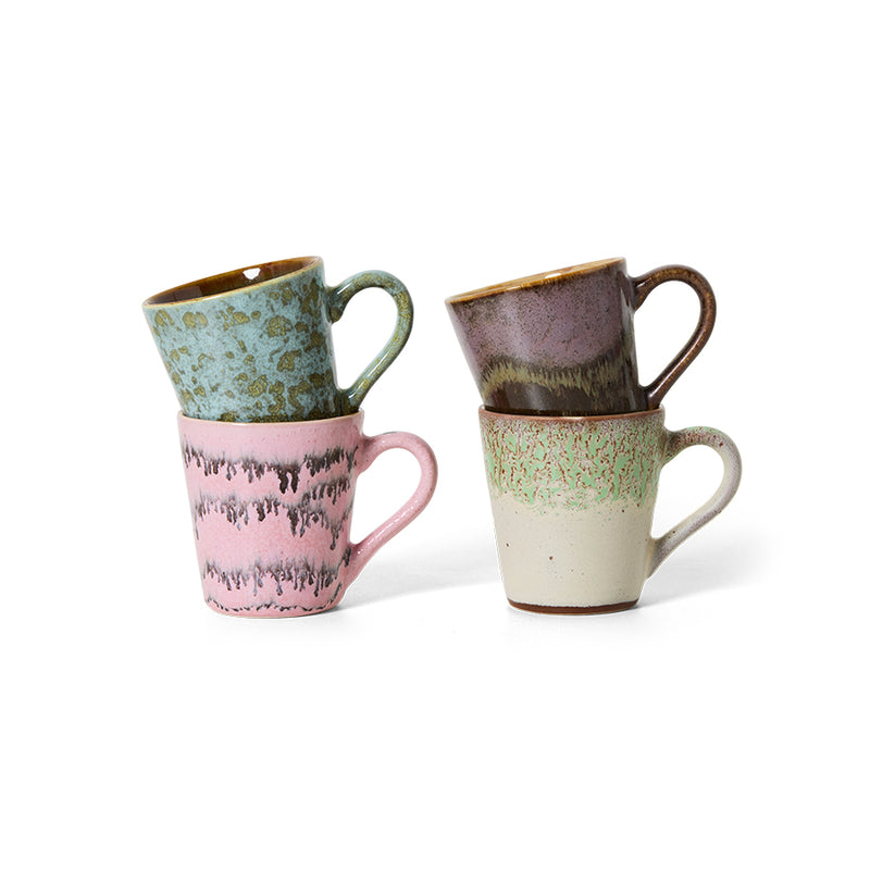 HKliving 70's Ceramic Brutalism Espresso Mugs - Set of 4