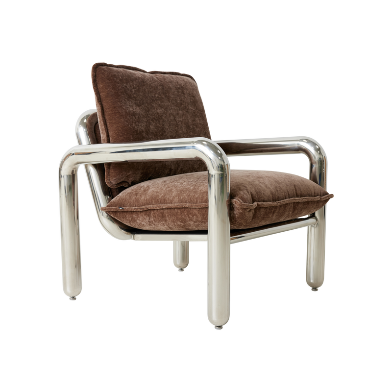 HKLiving Velvet Armchair Chrome Lounge Chair