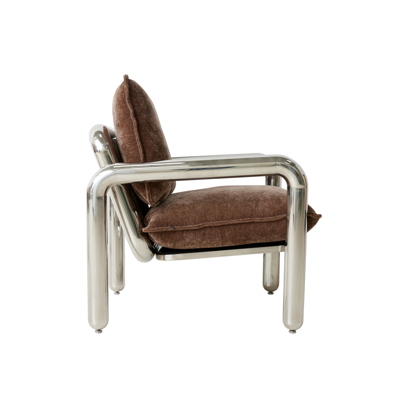 HKLiving Velvet Armchair Chrome Lounge Chair