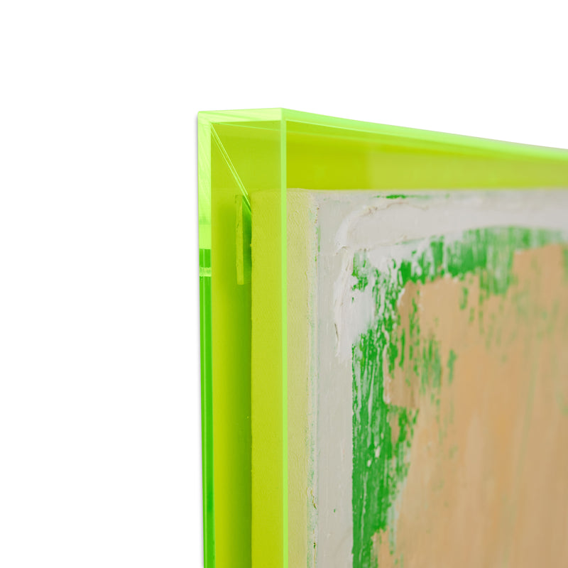 HKliving Large 'Athletic Field' Abstract Painting + Neon Frame