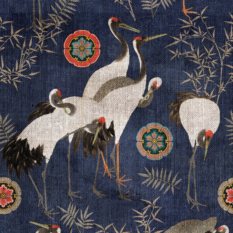 Tsuru Indigo Wallpaper