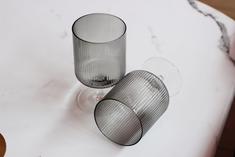 Ripple Smoked Wine Glasses - Set of 2