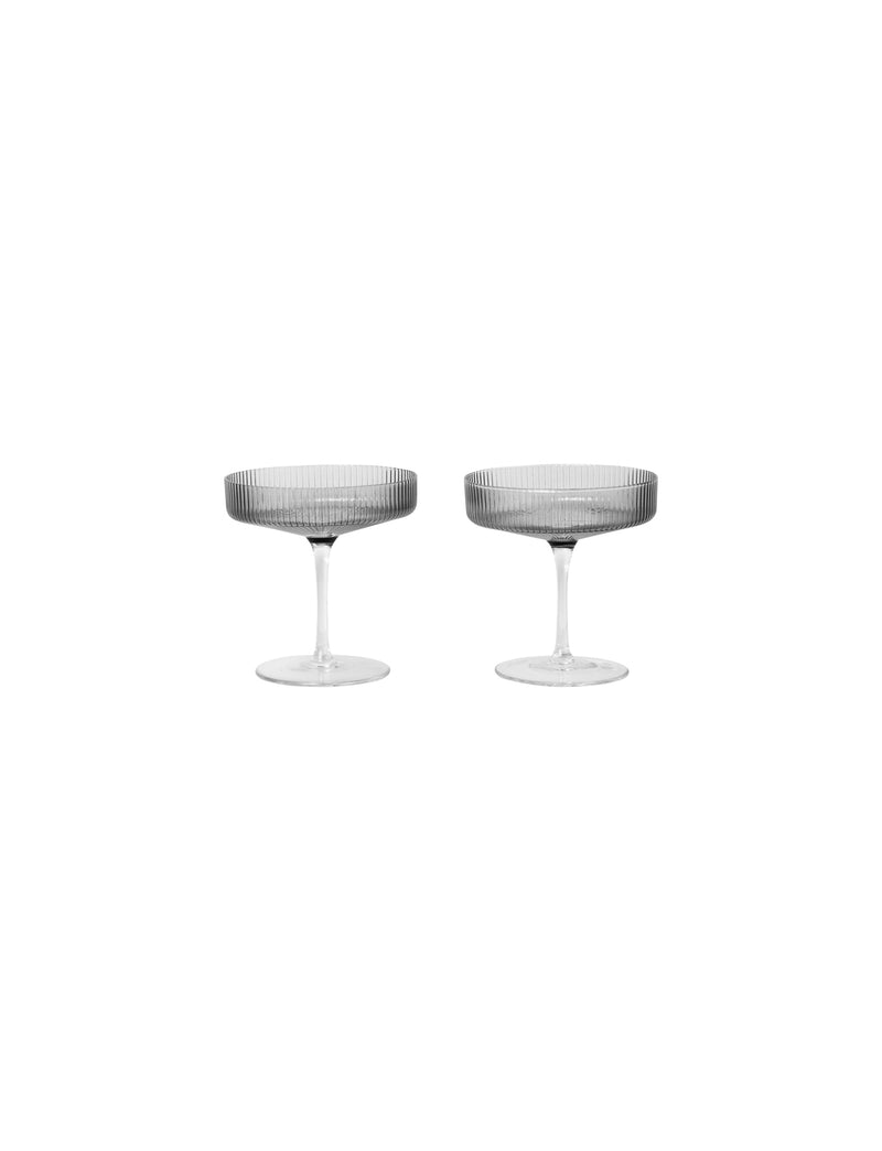 Ripple Smoked Champagne Saucers - Set of 2