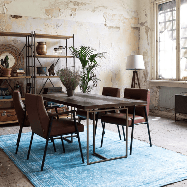 Class Wood and Brass Dining Table