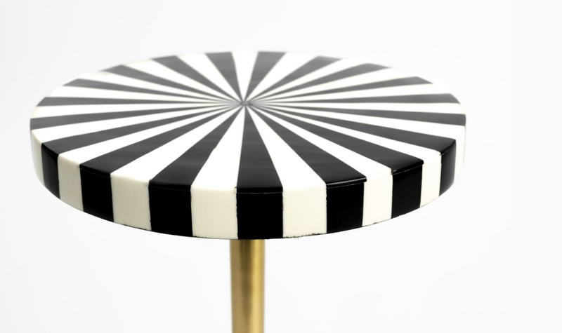 Black and white online striped end table