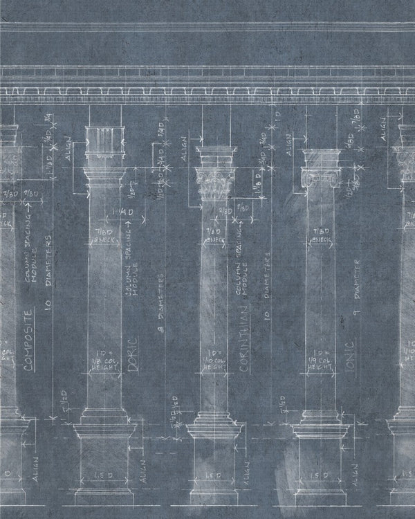 Colonnade Blue Wallpaper