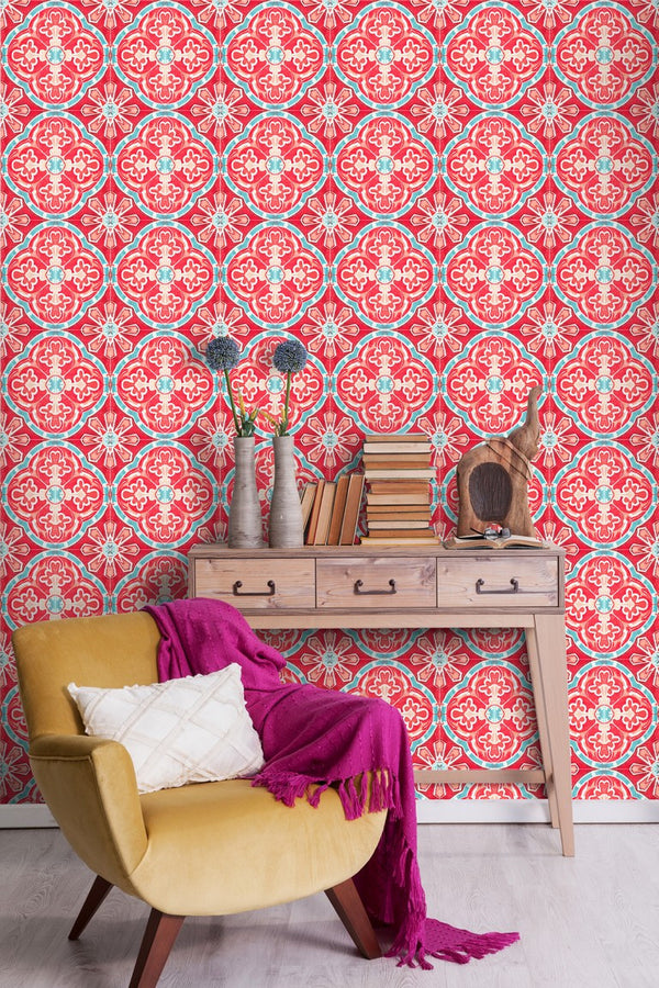 Rufous Tile Pattern Wallpaper